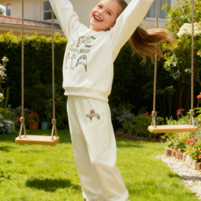 girls cotton tracksuit set